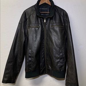 Sean John Dark Brown Leather Bomber Jacket Sz L